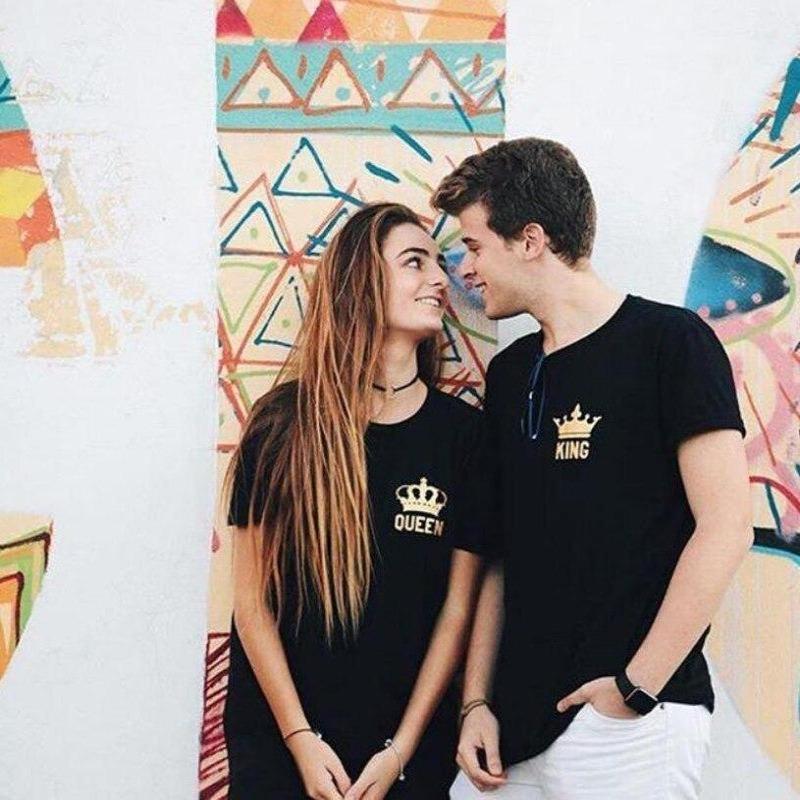 Couples matching shirts king and queen