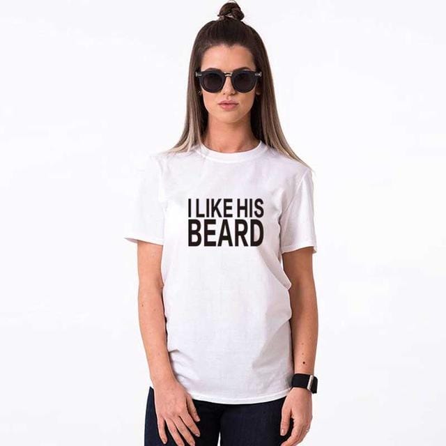 I like his beard husband and wife Matching shirts