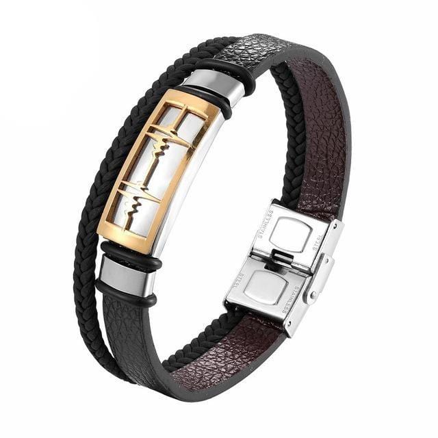 Black couple leather bracelet