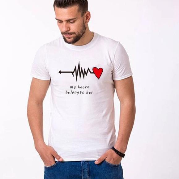 Cute Couple shirts My heart only beat for him