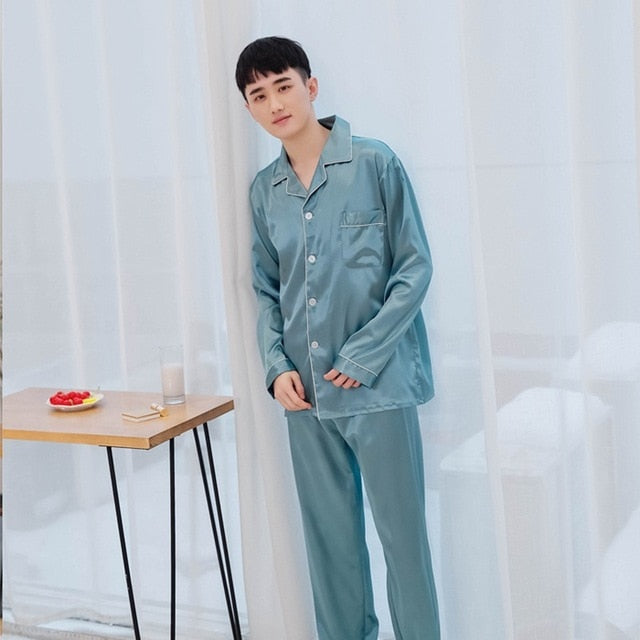 Matching satin christmas pajamas