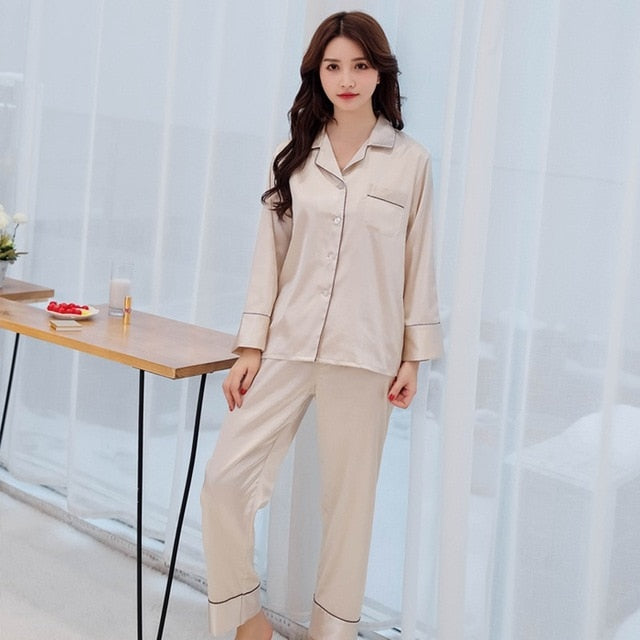 Matching satin christmas pajamas