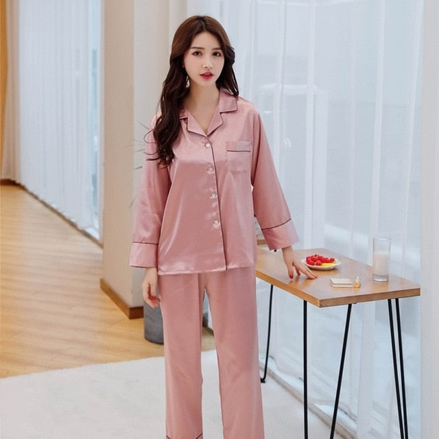 Matching satin christmas pajamas