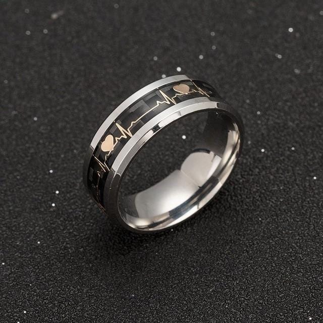 Heartbeat wedding rings