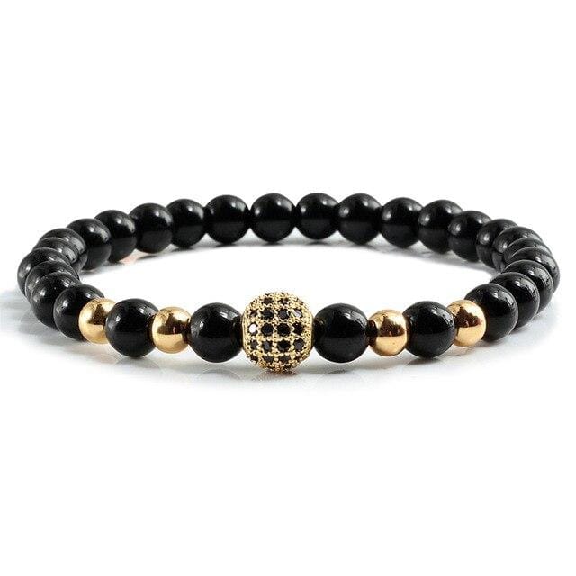 Black and white bead couple bracelet