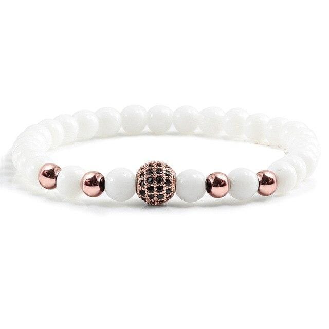 Black and white bead couple bracelet