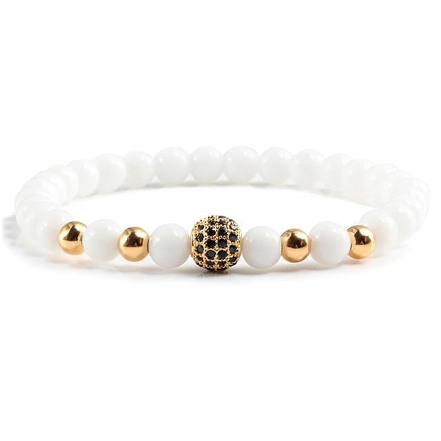 Black and white bead couple bracelet