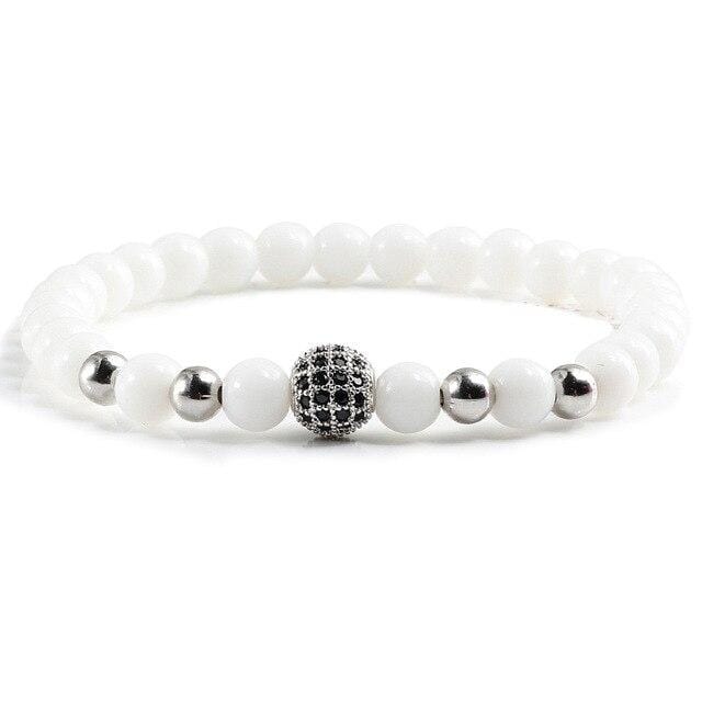 Black and white bead couple bracelet