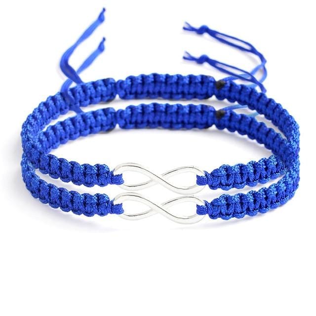 Blue matching infinity bracelets for couples