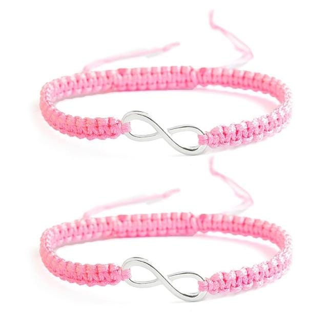 Pink Matching Infinity Bracelets for Couples