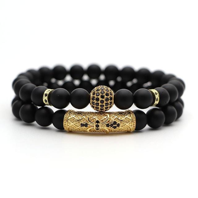 Matching bracelets for couples gold black