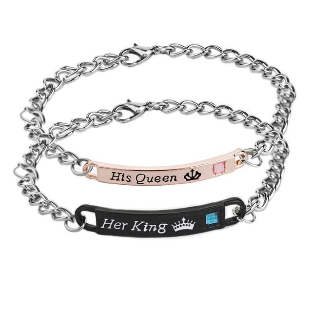 Couple bracelets her king his queen