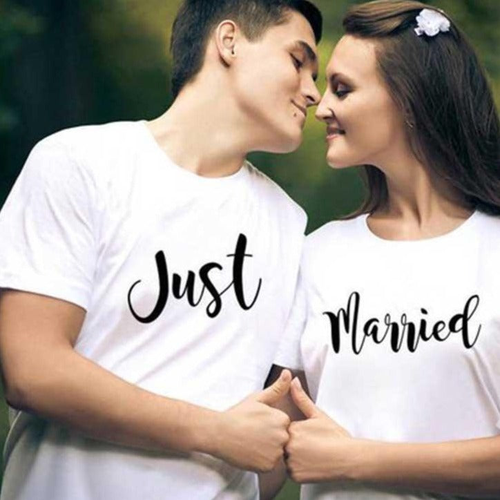 Matching wedding shirts for bride and groom