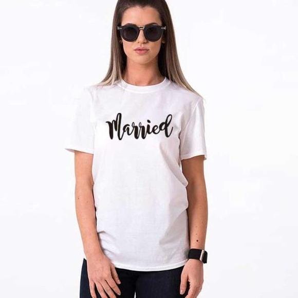 Matching wedding shirts for bride and groom