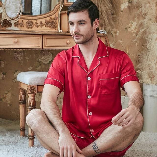 Silk pajamas couple set