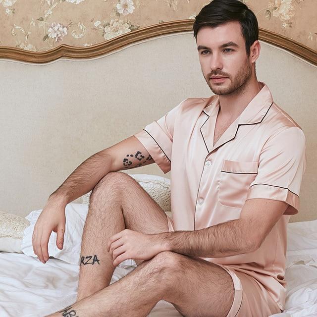 Silk pajamas couple set