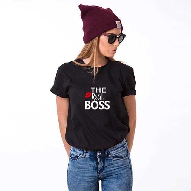Funny couple shirts The real boss