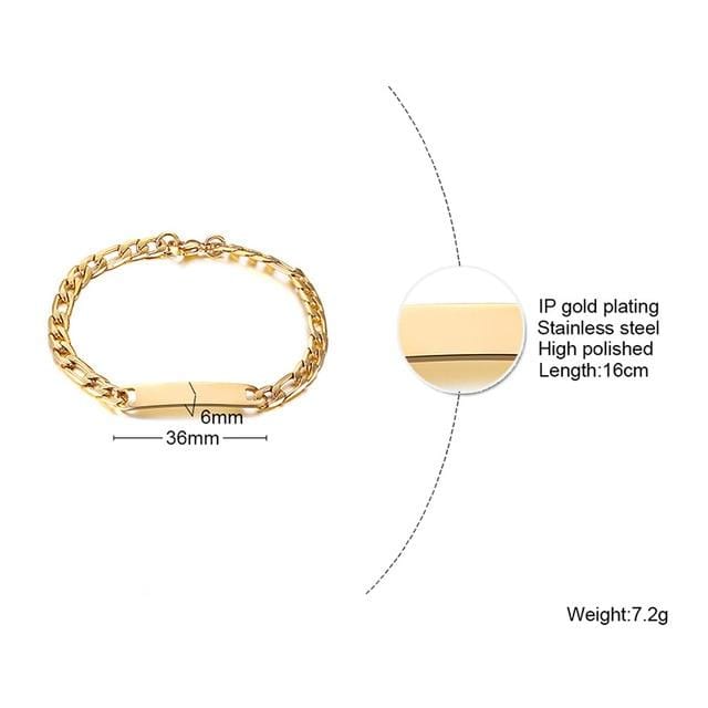 Gold Curb Chain Bracelet for Couples