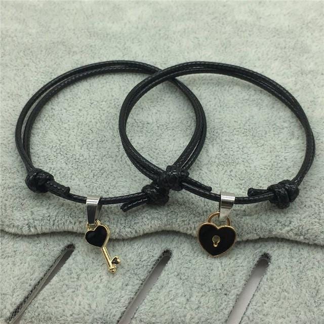 Heart Lock and Key Couple Bracelet