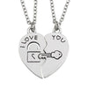 I Love You Lock Key Heart Couple Pendant Necklace