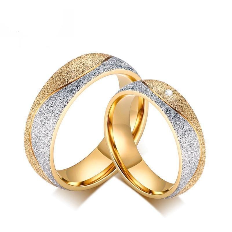 Gold silver Couple engagement rings