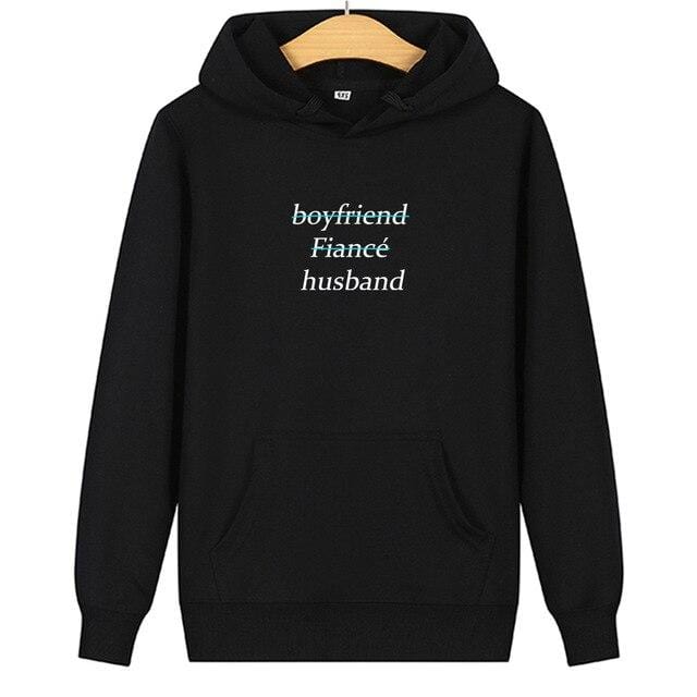 Matching husband and wife hoodies