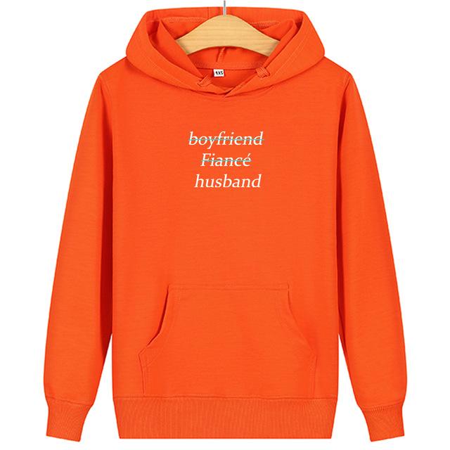 Matching husband and wife hoodies