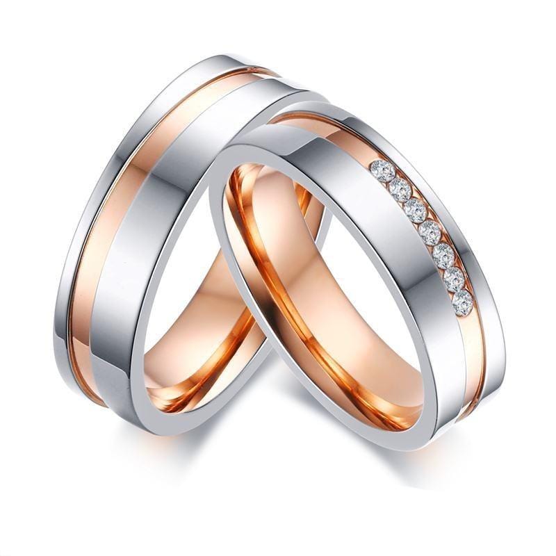 Rose gold couple rings