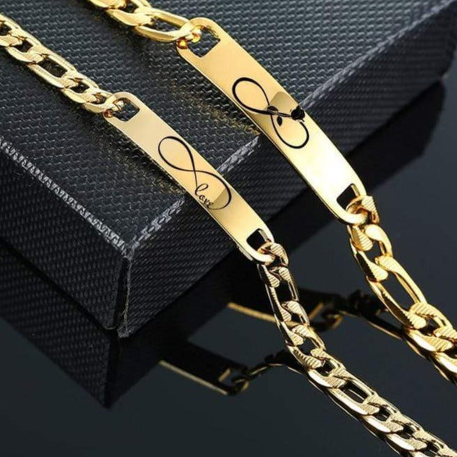 Gold Curb Chain Bracelet for Couples