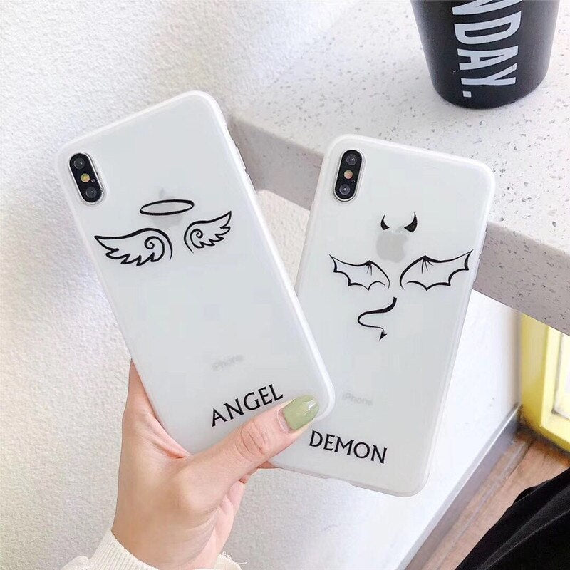 Hard Case Mobile Cover For Couples Couple Phone Cases My Couple Goal Tagged "Angel And Demon" Hard Case Mobile Cover For Couples Couple Phone Cases My Couple Goal Tagged "Angel And Demon"