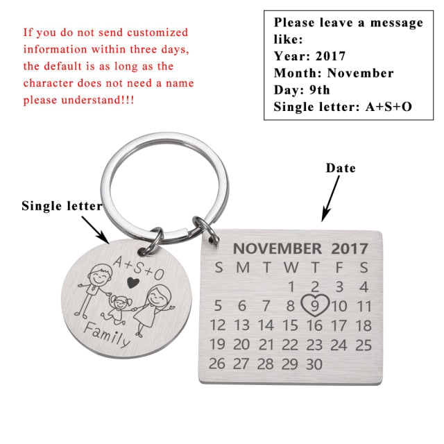 Couple Calendar Keychain