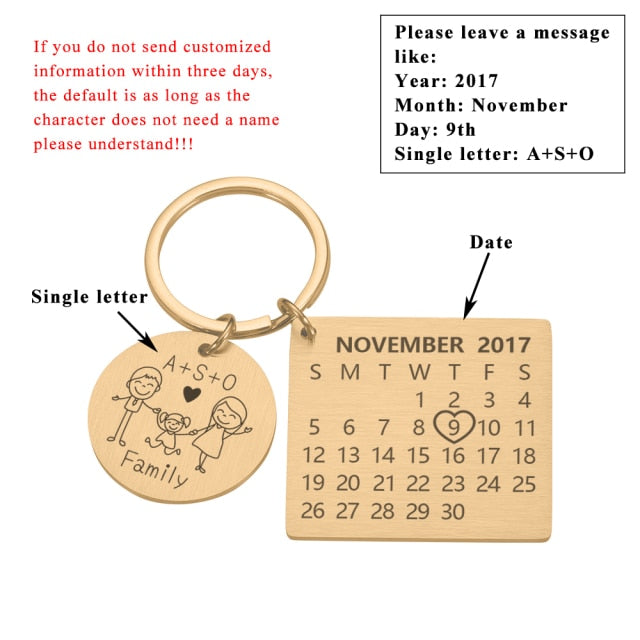 Calendar hot sale couple keychain