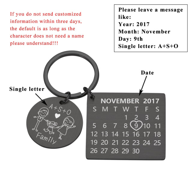 Couple Calendar Keychain