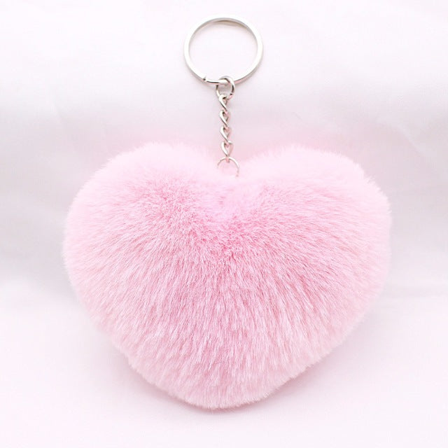 Heart Pom Pom Keychain