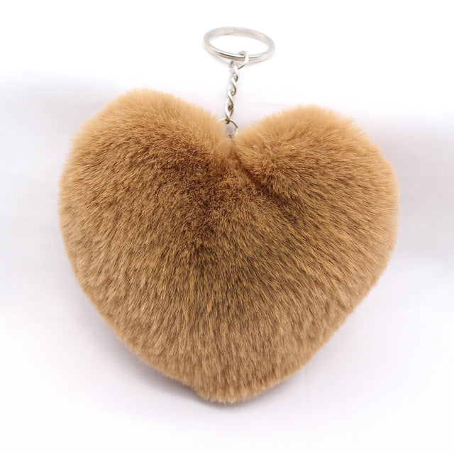 Heart Pom Pom Keychain | My Couple Goal White