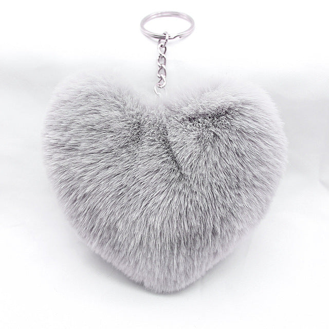 Heart Pom Pom Keychain | My Couple Goal Beige