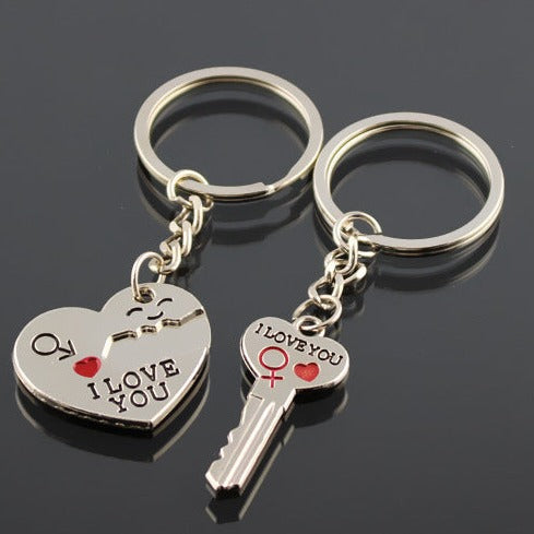 Heart and Key Keychain for Couples