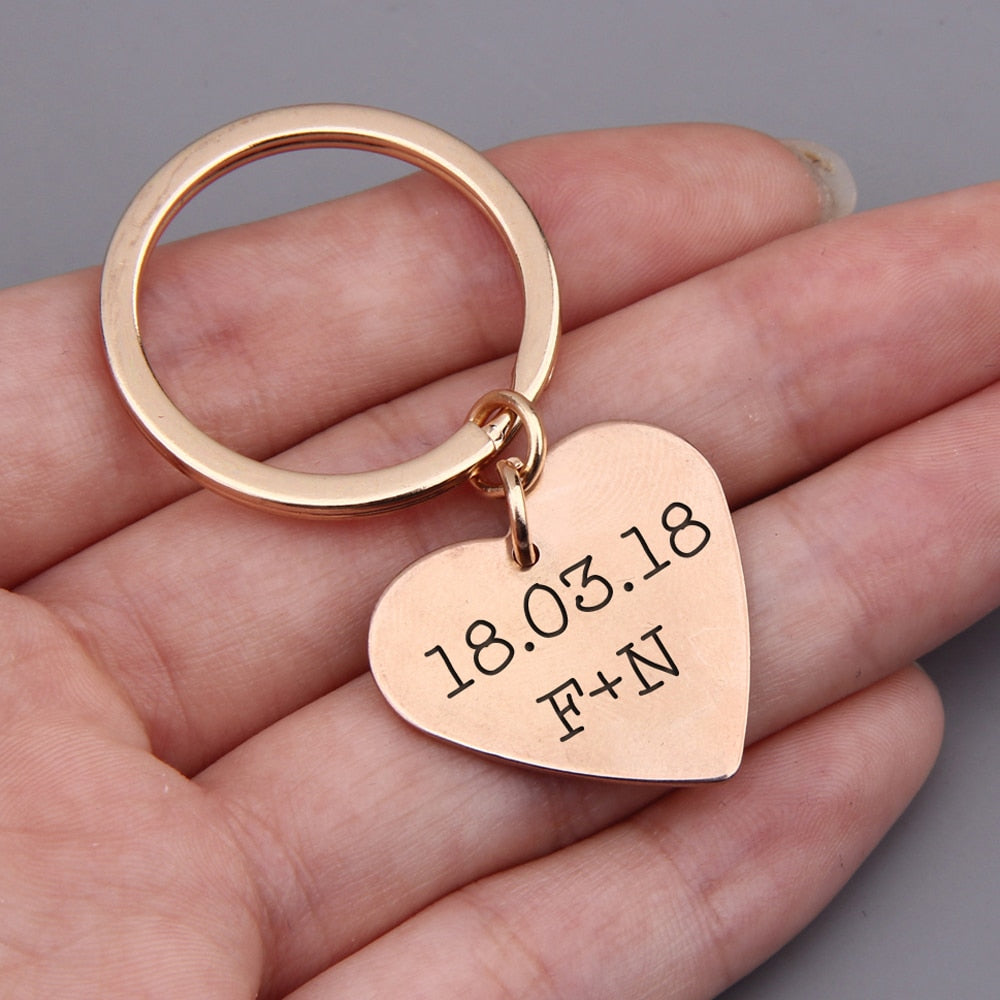 Custom Engraved Heart Keychains