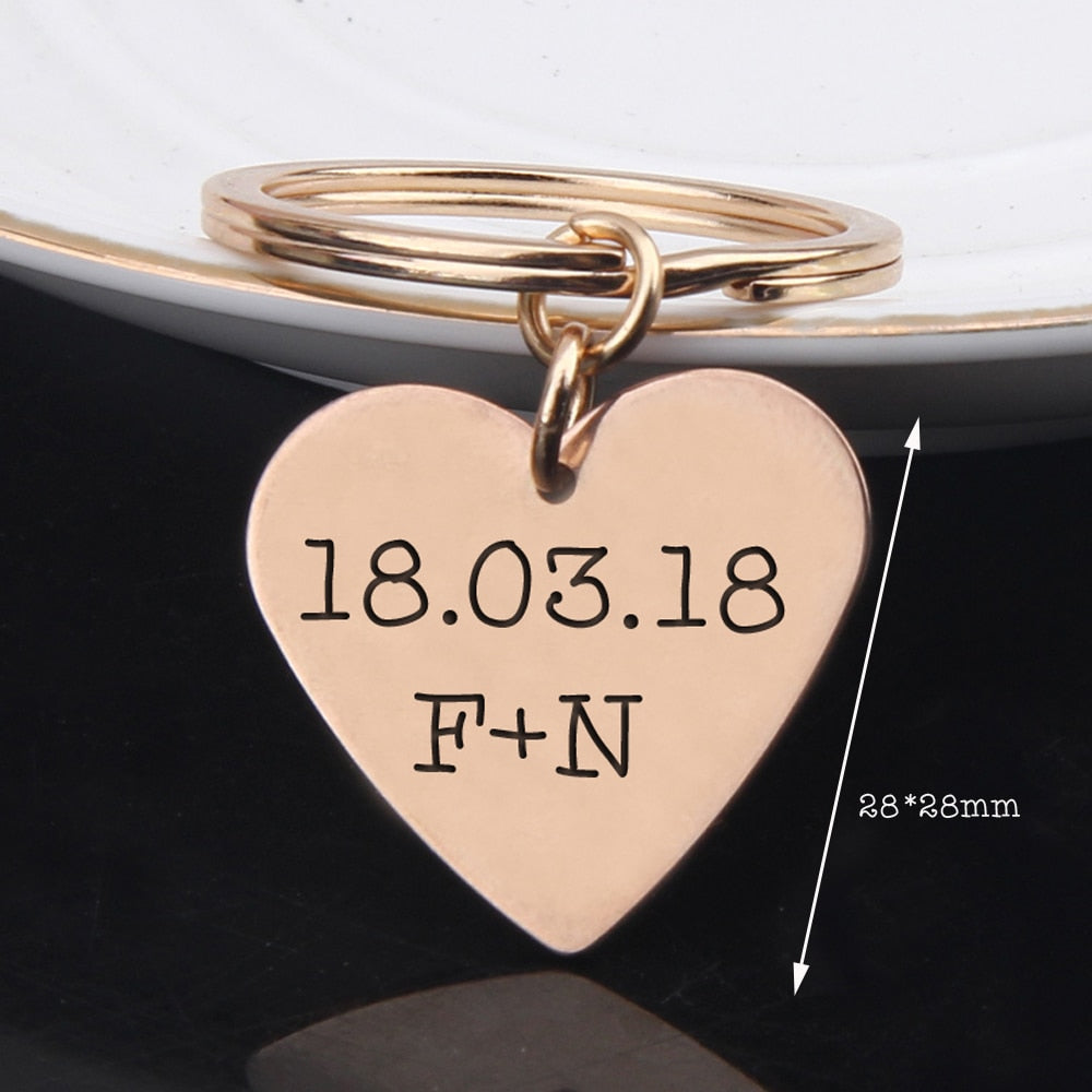 Custom Engraved Heart Keychains