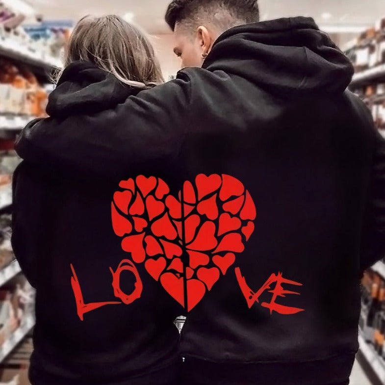 Matching couple hoodies heart