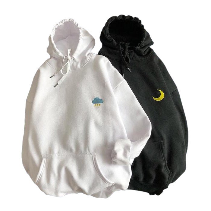 Cute couple hoodies sun moon
