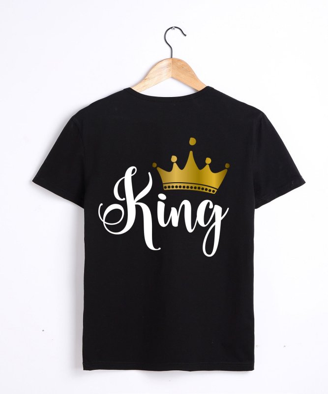 King and queen couple t shirts gold crown