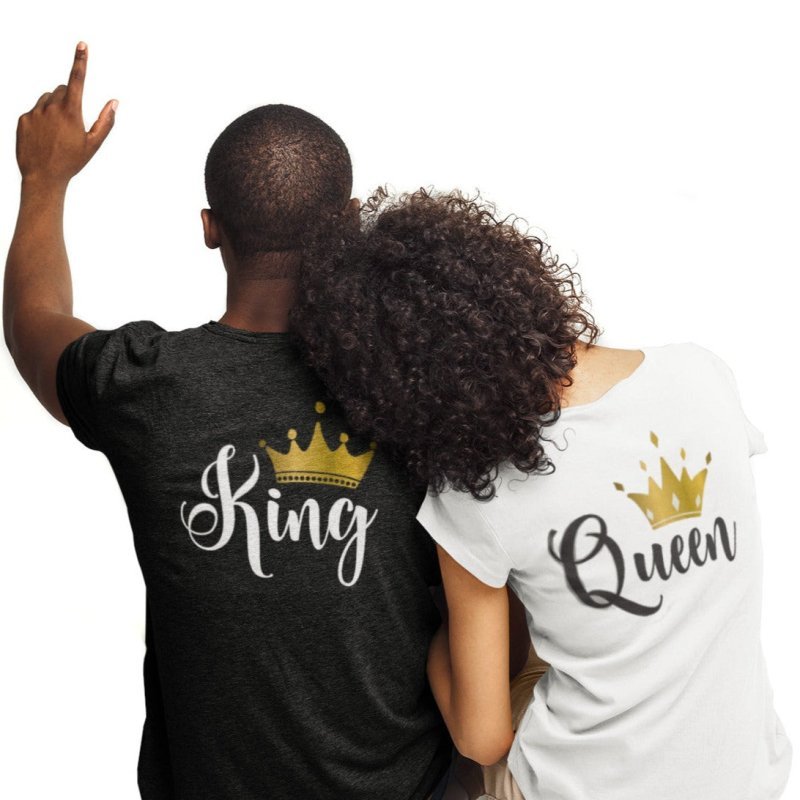 King and queen couple t shirts gold crown