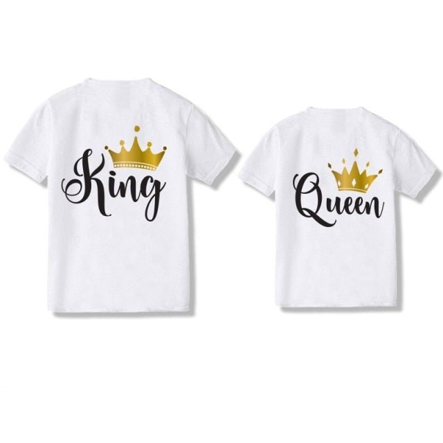 King and queen couple t shirts gold crown