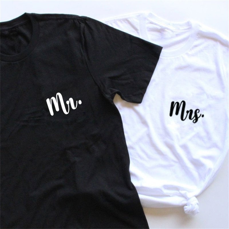 T-Shirt Couple WhyKiki - PartnerLook Mister & Misses - 100% Coton - Impression Écologique - Cadeau Amoureux